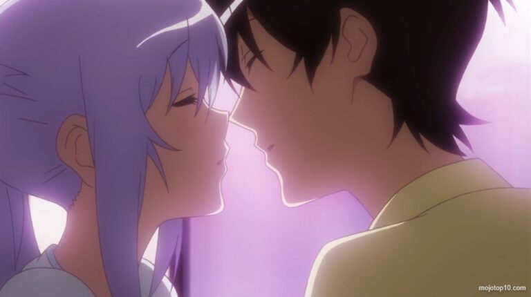 Isla and Tsukasa kiss (Plastic Memories) anime